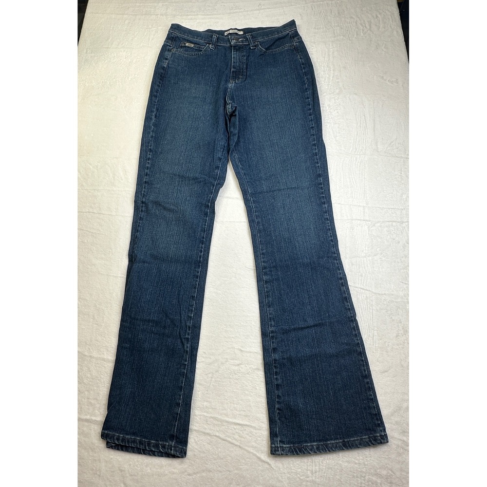 Lee Relaxed Bootcut Jeans Womens 8 Long Dark Blue Denim Stretch 3058588